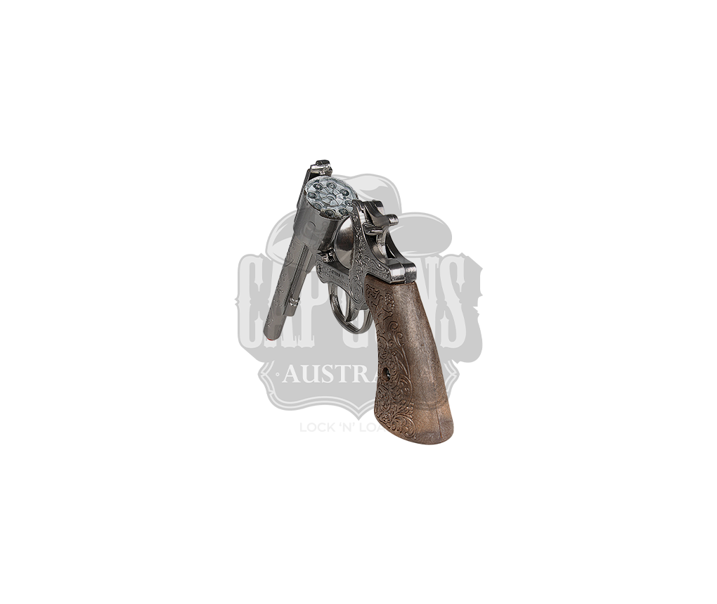 Gonher - Cowboy Revolver - 8-Shots - Diecast Metal - Brown/Nickel with Box