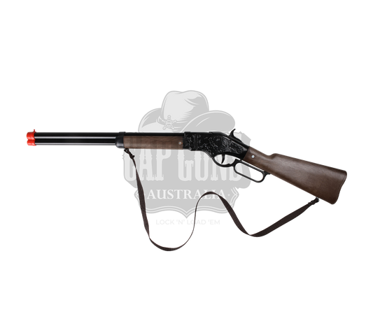 Gonher - Cowboy Winchester Rifle - 8-Shot - 69.5 cm - Diecast Metal - Brown/Black accent and lever action with Box