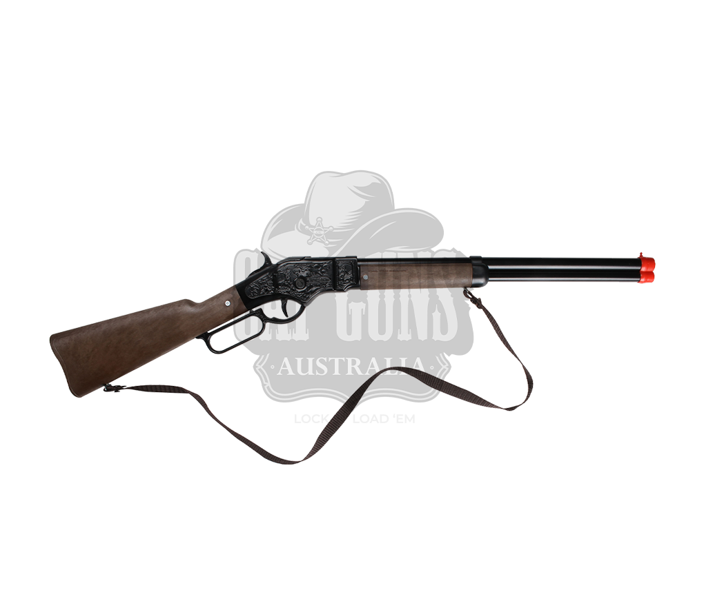 Gonher - Cowboy Winchester Rifle - 8-Shot - 69.5 cm - Diecast Metal - Brown/Black accent and lever action with Box