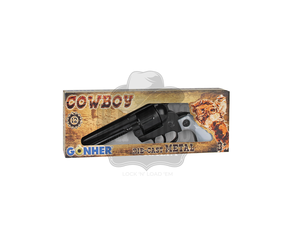 Gonher - Cowboy Revolver - Diecast Colt Peacemaker - 12-Shot - Pearl/Black