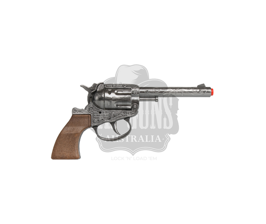 Gonher - Cowboy Revolver - Diecast Metal - 100-Shots - Brown/Nickel with Box