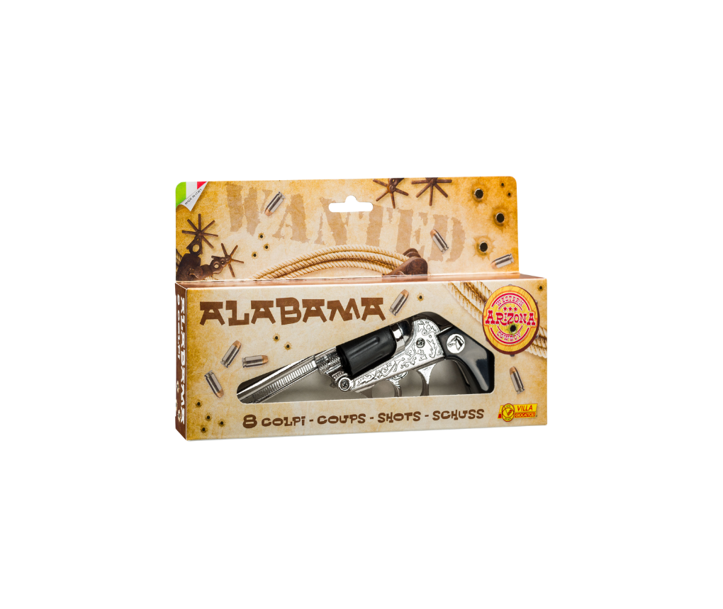 Villa Giocattoli S.R.L - Western Revolver - Arizona Gun Silver - 8-Shot with Box