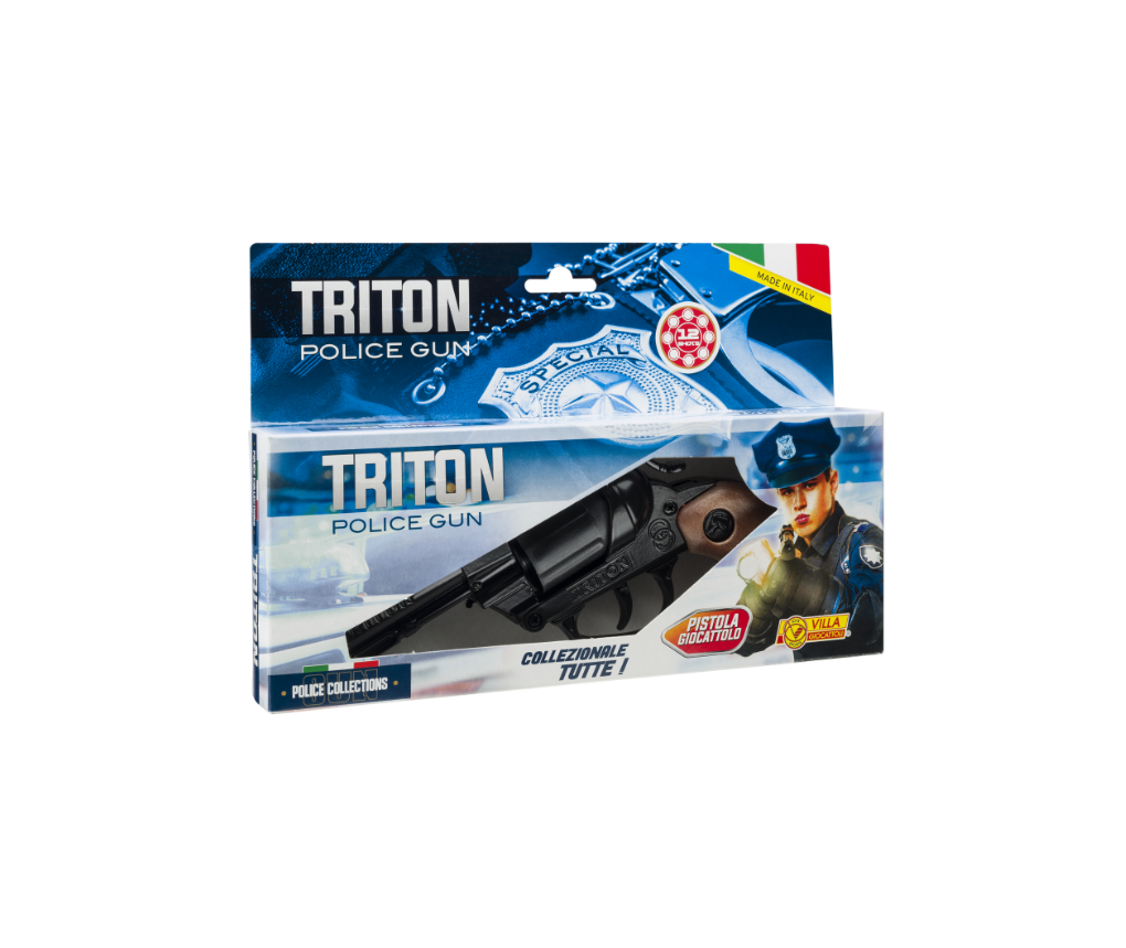 Villa Giocattoli S.R.L - Police Revolver - Triton Gun Black - 12-shot with Box