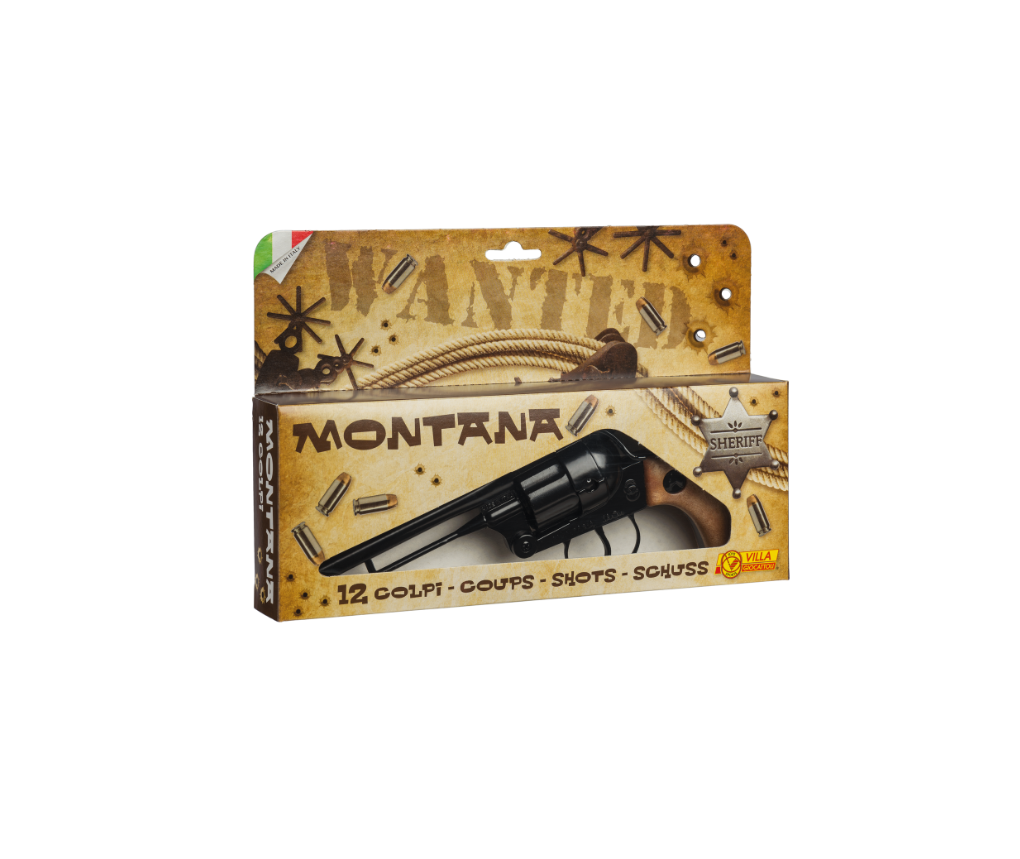 Villa Giocattoli S.R.L - Western Revolver - Montana Gun Black - 12-Shot with Box