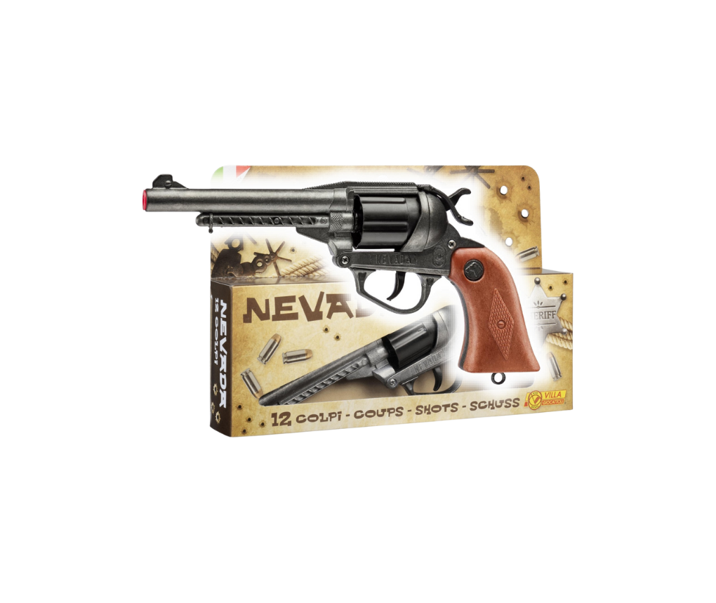 Villa Giocattoli S.R.L - Western Revolver - Nevada Gun Old Metal - 12-Shot with Box