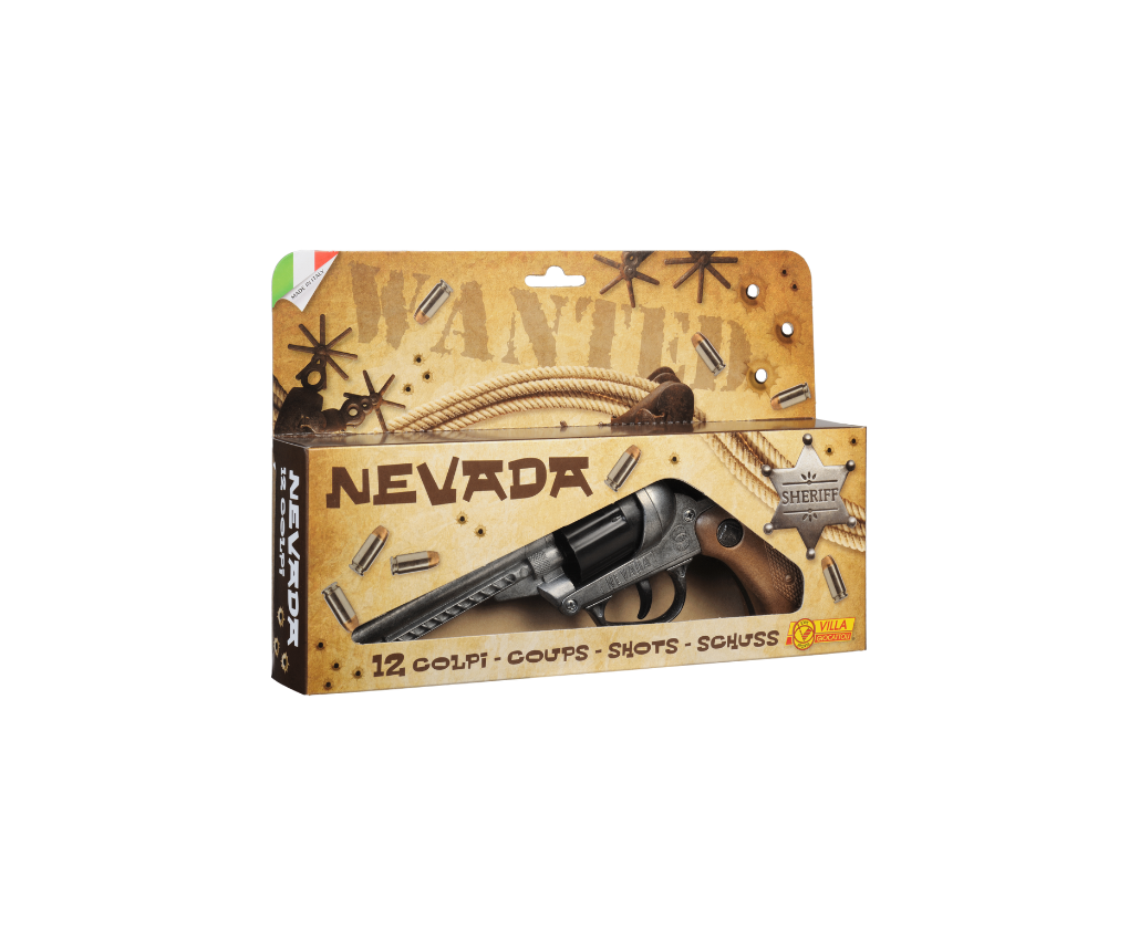 Villa Giocattoli S.R.L - Western Revolver - Nevada Gun Old Metal - 12-Shot with Box