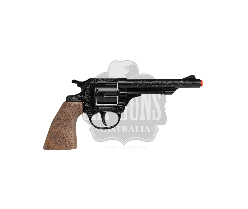 Gonher - Cowboy Revolver - 8-Shots - Diecast Metal - Brown/Black with Box