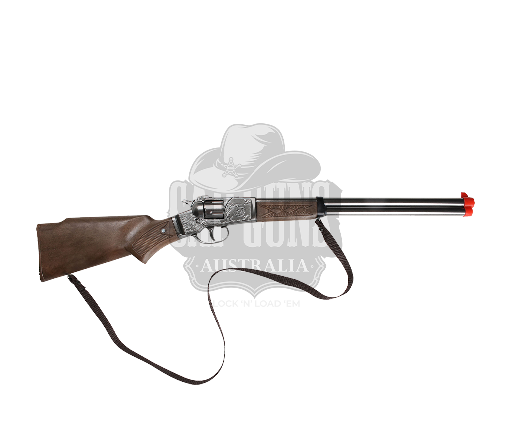 Gonher - Cowboy Rifle 8-Shots - Diecast Metal - Brown/Nickel accent with Box