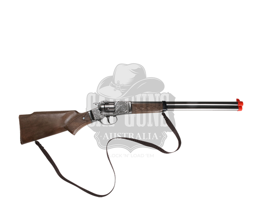 Gonher - Cowboy Rifle 8-Shots - Diecast Metal - Brown/Nickel accent with Box