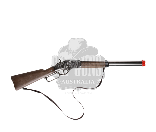 Gonher - Cowboy Winchester Rifle - 8-Shot - 69.5 cm - Diecast Metal - Brown/Nickel accent and lever action with Box
