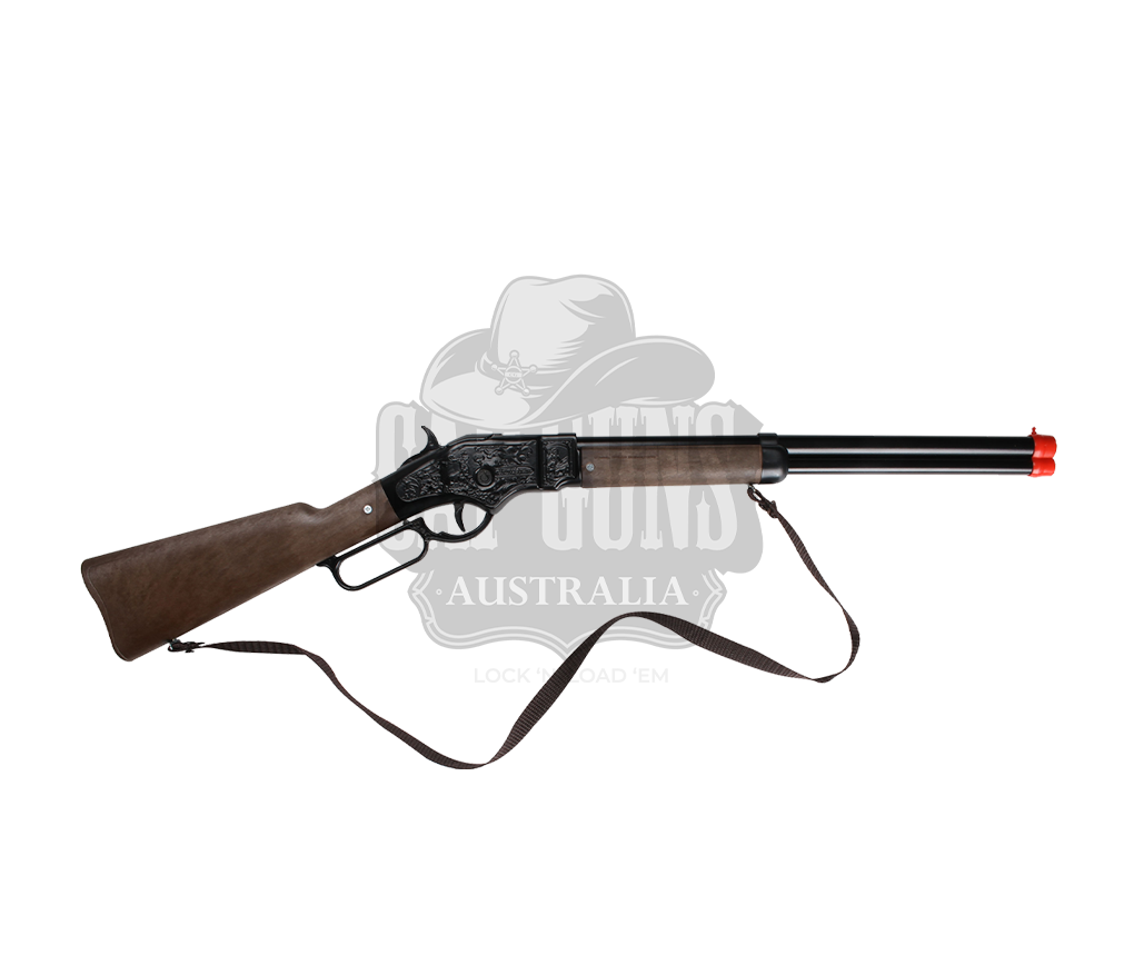 Gonher - Cowboy Winchester Rifle - 8-Shot - 69.5 cm - Diecast Metal - Brown/Black accent and lever action with Box