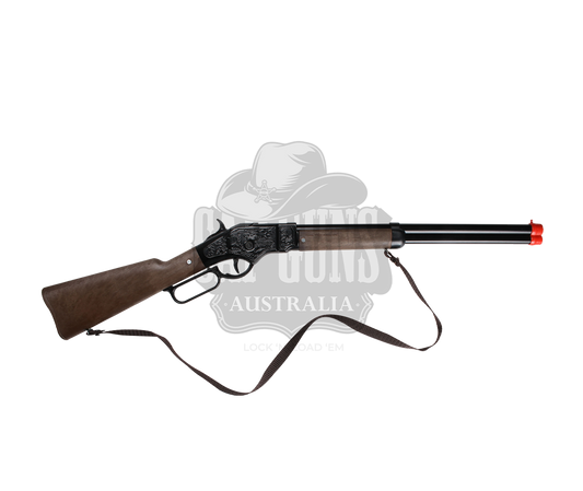 Gonher - Cowboy Winchester Rifle - 8-Shot - 69.5 cm - Diecast Metal - Brown/Black accent and lever action with Box