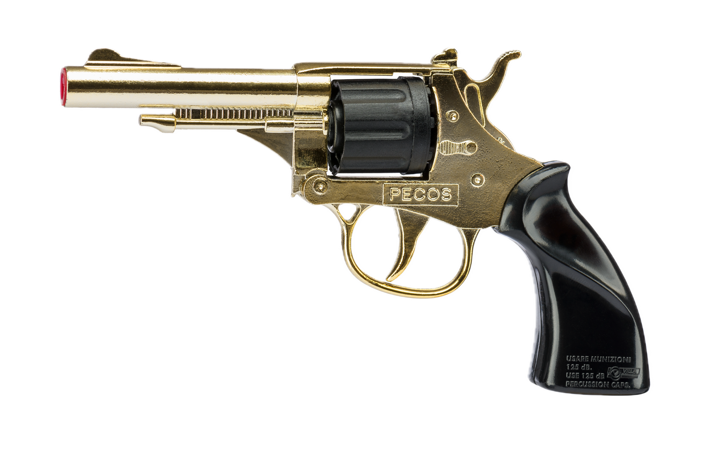 Pecos Gold Toy Cap Gun classic Western toy revolver with gold finish