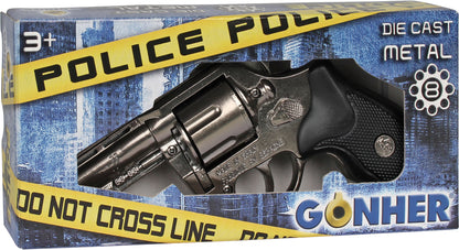 Gonher - Police Python 4" Colt Revolver Colt Cobra - 8-Shot - Diecast Metal - Black/Nickel with Box