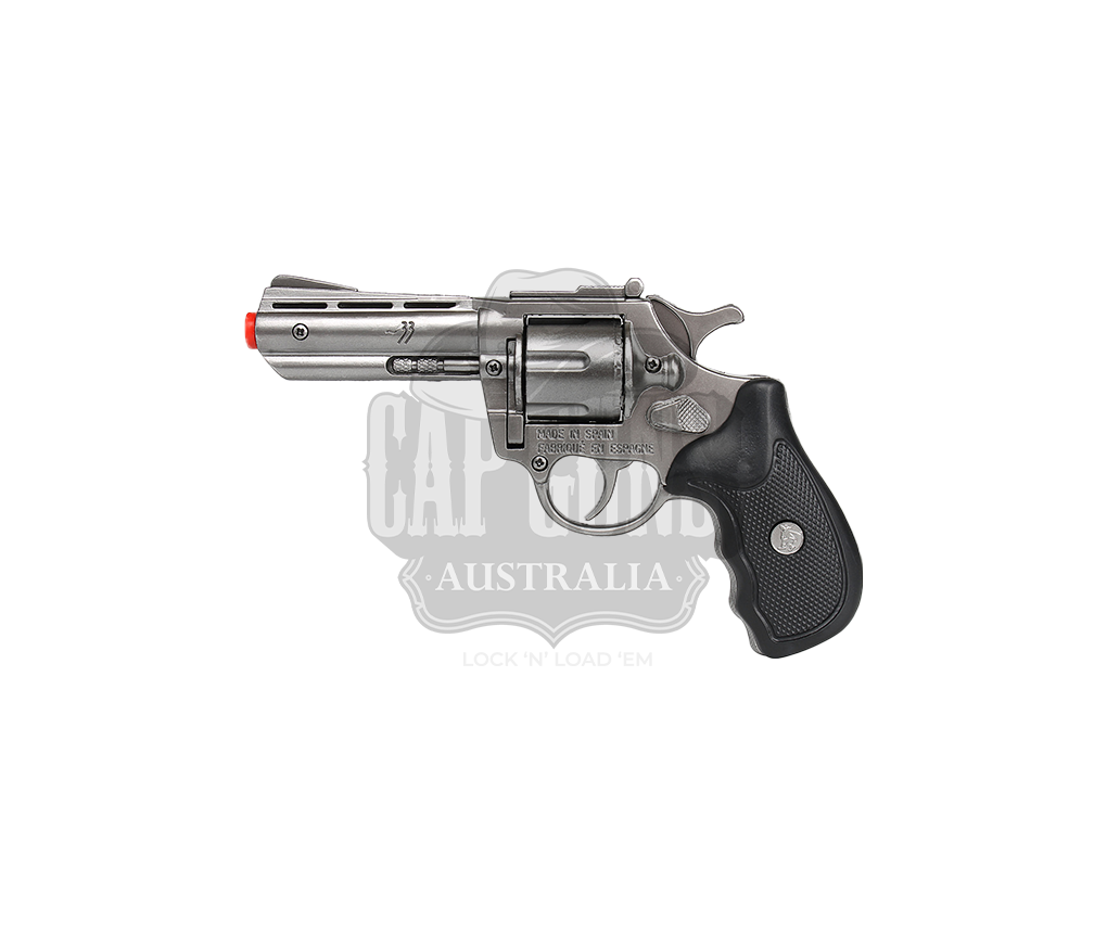 Gonher - Police Python 4" Colt Revolver Colt Cobra - 8-Shot - Diecast Metal - Black/Nickel with Box