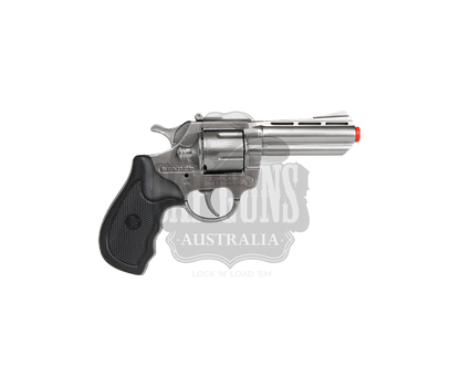 Gonher - Police Python 4" Colt Revolver Colt Cobra - 8-Shot - Diecast Metal - Black/Nickel with Box