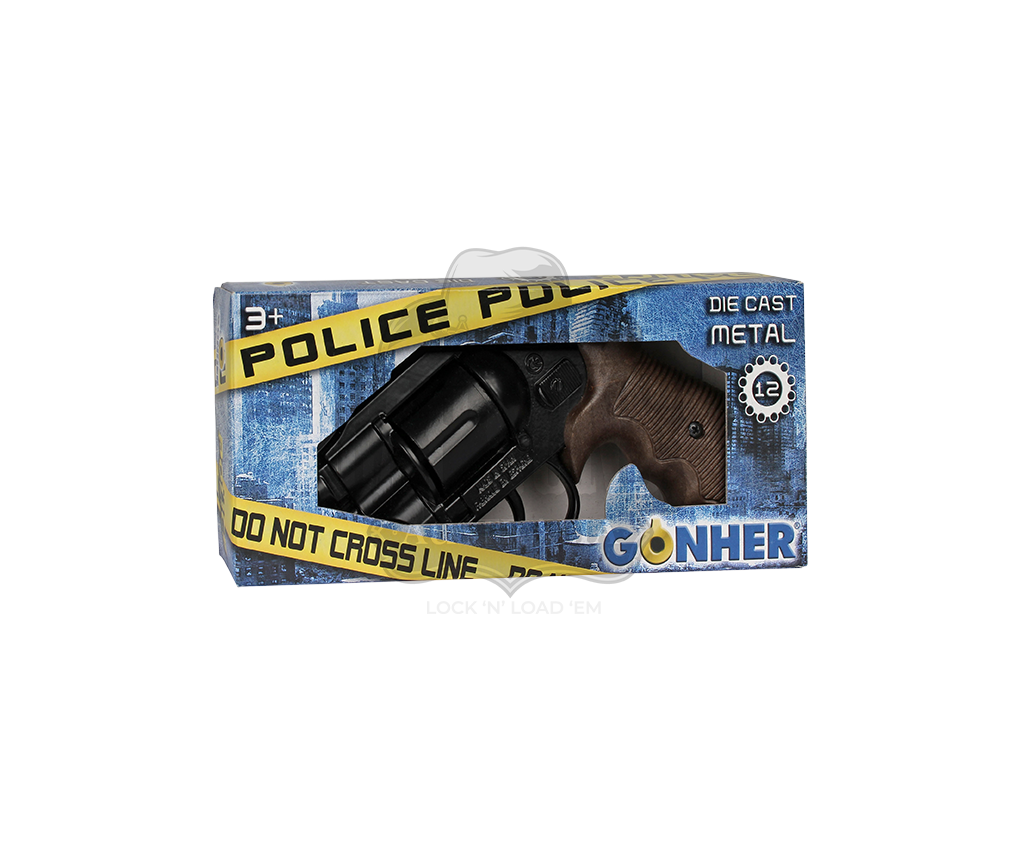 Gonher - Police Python 2" Colt Revolver - 12-Shot - Diecast Metal - Brown/Black with Box