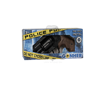 Gonher - Police Python 2" Colt Revolver - 12-Shot - Diecast Metal - Brown/Black with Box
