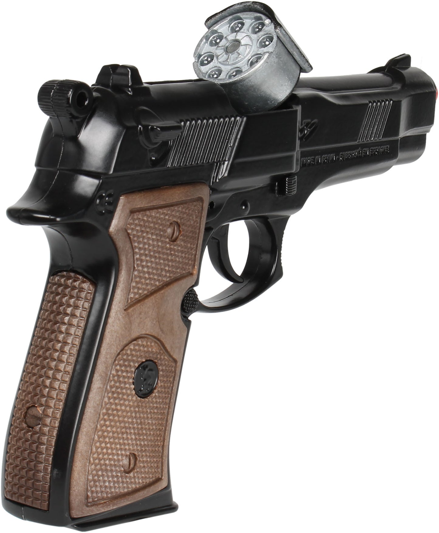 Gonher - Police Pistol 92F Beretta - 8-Shot - Diecast Metal - Brown/Black with Box