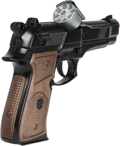 Gonher - Police Pistol 92F Beretta - 8-Shot - Diecast Metal - Brown/Black with Box
