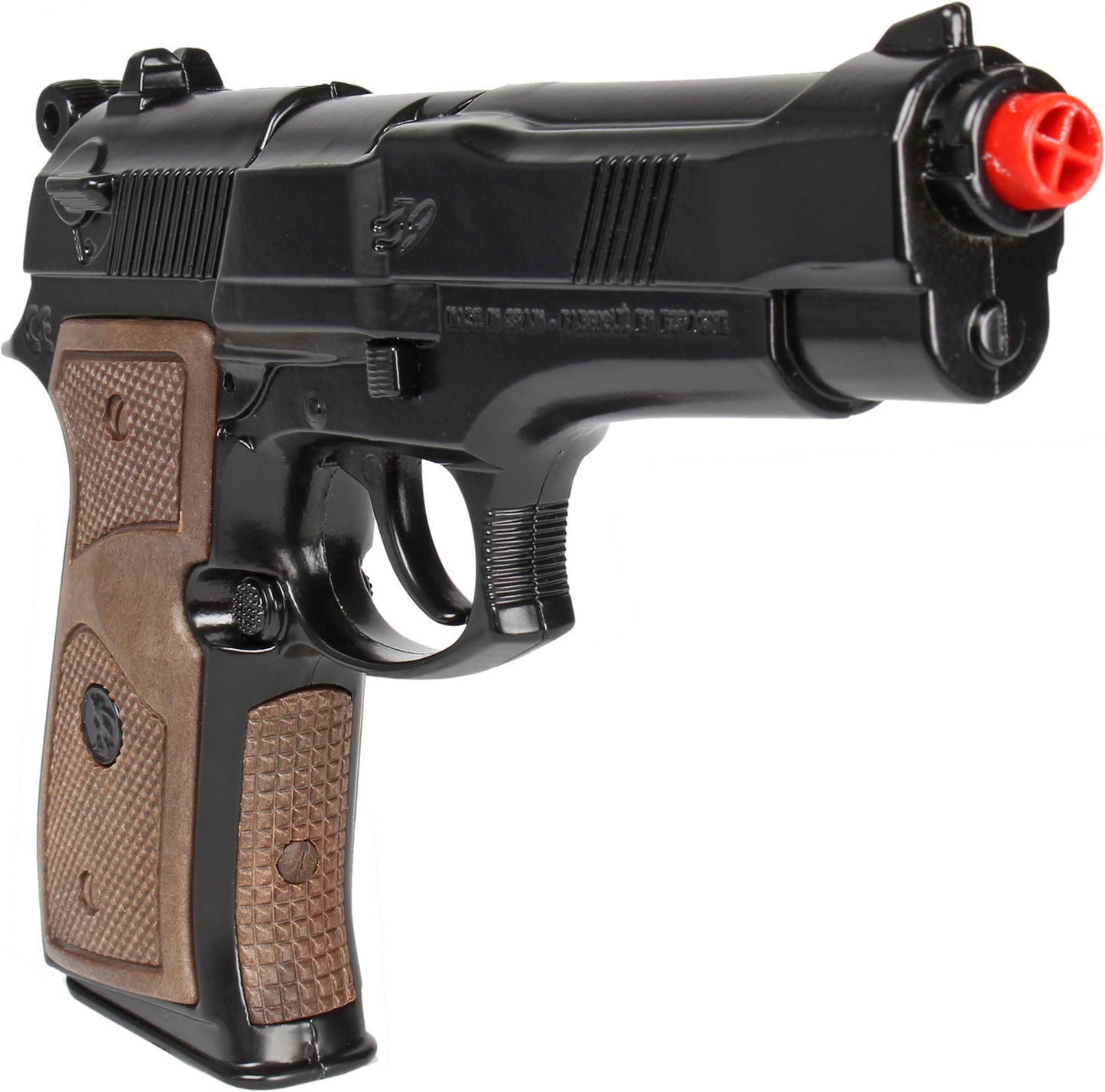 Gonher - Police Pistol 92F Beretta - 8-Shot - Diecast Metal - Brown/Black with Box