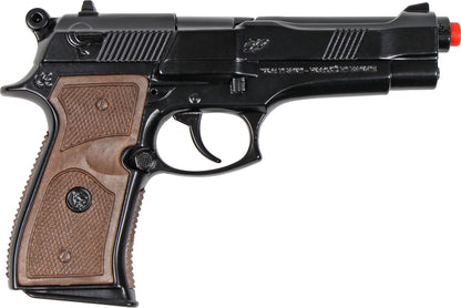 Gonher - Police Pistol 92F Beretta - 8-Shot - Diecast Metal - Brown/Black with Box