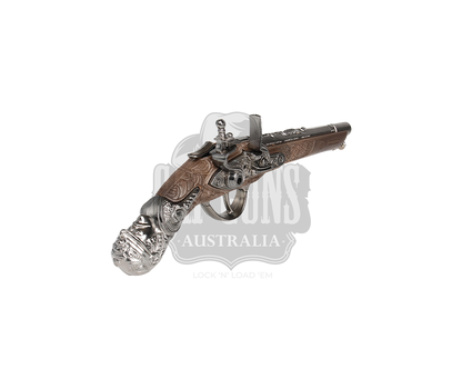 Gonher - Pirate Pistol - 1-Shot - Diecast Metal - Brown/Nickel accent with Box