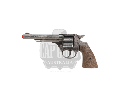 Gonher - Cowboy Revolver - 8-Shots - Diecast Metal - Brown/Nickel with Box