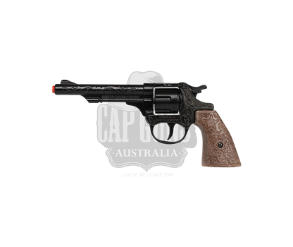 Gonher - Cowboy Revolver - 8-Shots - Diecast Metal - Brown/Black with Box