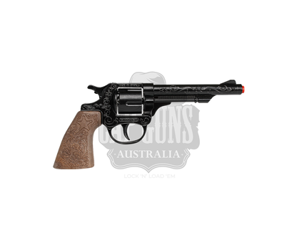 Gonher - Cowboy Revolver - 8-Shots - Diecast Metal - Brown/Black with Box