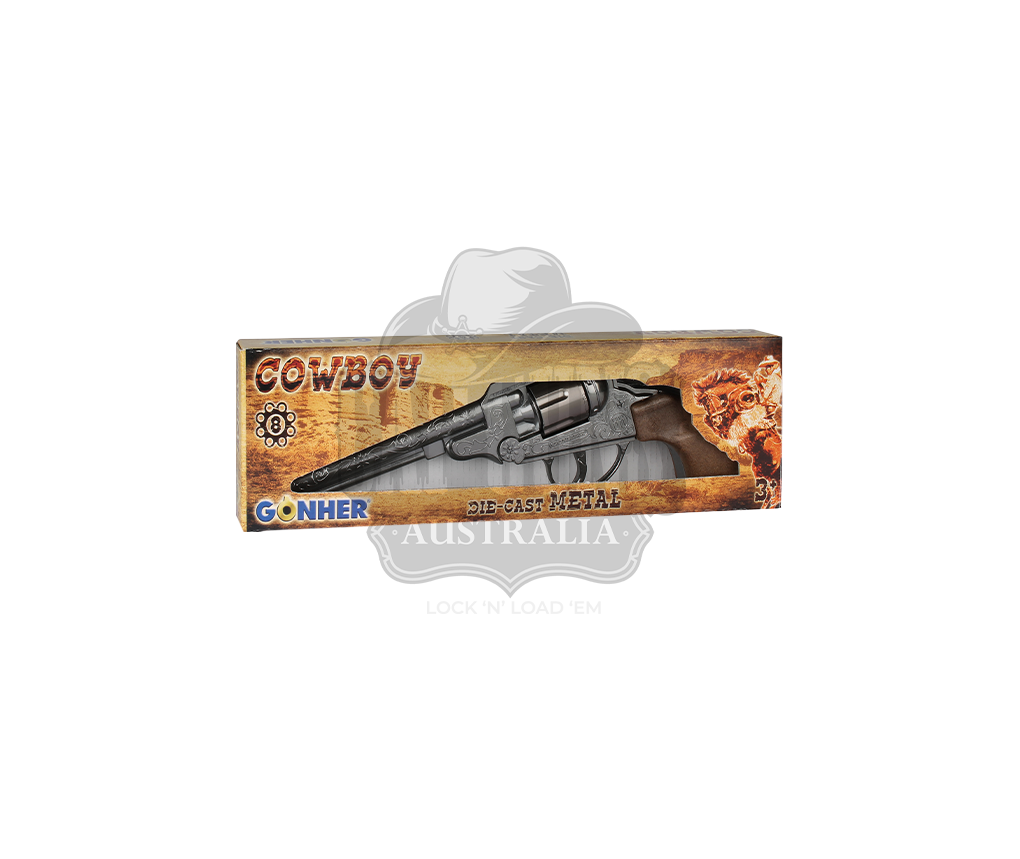Gonher - Cowboy Colt Revolver 1851 - 8-Shot - Diecast Metal - Brown/Nickel with Box