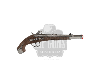 Gonher - Pirate Buccaneer Flintlock Pistol - 1-Shot - Diecast Metal -  Brown/Nickel accent with Box