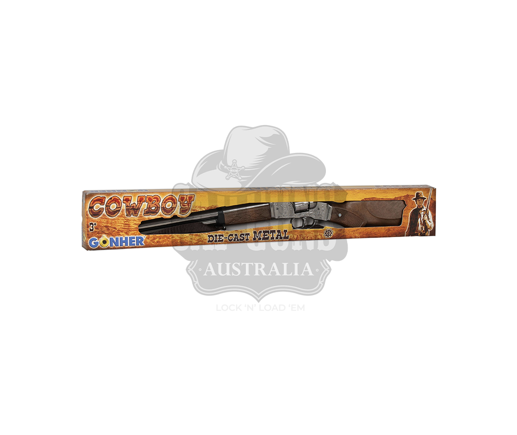 Gonher - Cowboy Rifle 8-Shots - Diecast Metal - Brown/Nickel accent with Box