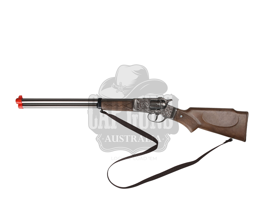 Gonher - Cowboy Rifle 8-Shots - Diecast Metal - Brown/Nickel accent with Box