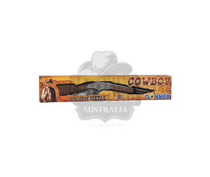 Gonher - Cowboy Winchester Rifle - 8-Shot - 69.5 cm - Diecast Metal - Brown/Nickel accent and lever action with Box