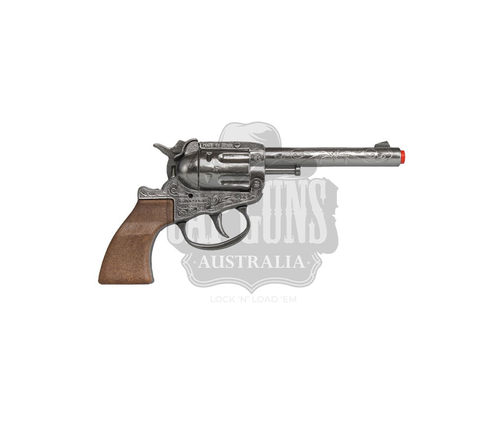 Gonher - Cowboy Revolver - Diecast Metal - 100-Shots - Brown/Nickel with Box