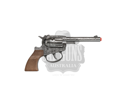 Gonher - Cowboy Revolver - Diecast Metal - 100-Shots - Brown/Nickel with Box
