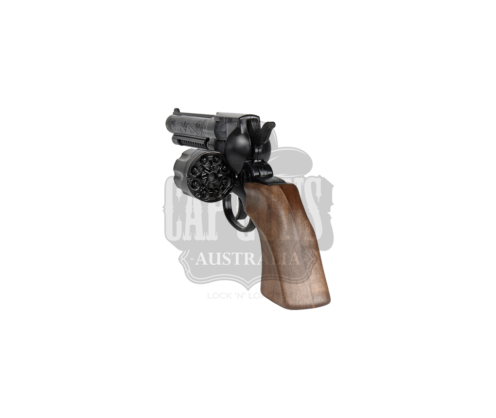 Gonher - Cowboy Revolver - Diecast Metal - 8-Shots - Brown/Black with Box