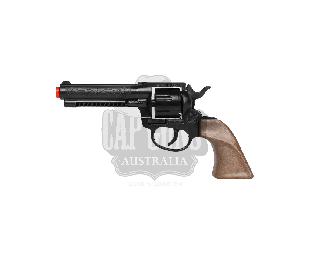Gonher - Cowboy Revolver - Diecast Metal - 8-Shots - Brown/Black with Box