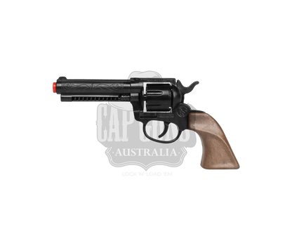 Gonher - Cowboy Revolver - Diecast Metal - 8-Shots - Brown/Black with Box