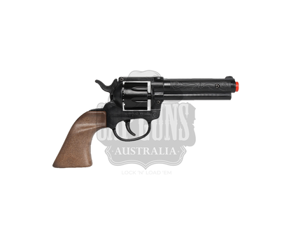Gonher - Cowboy Revolver - Diecast Metal - 8-Shots - Brown/Black with Box