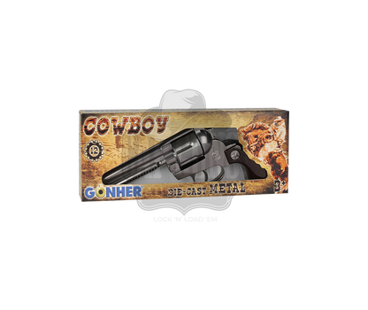 Gonher - Cowboy Revolver - Diecast Peacemaker Western Colt SAA 6 mm - 12-Shot - Black/Nickel with Box
