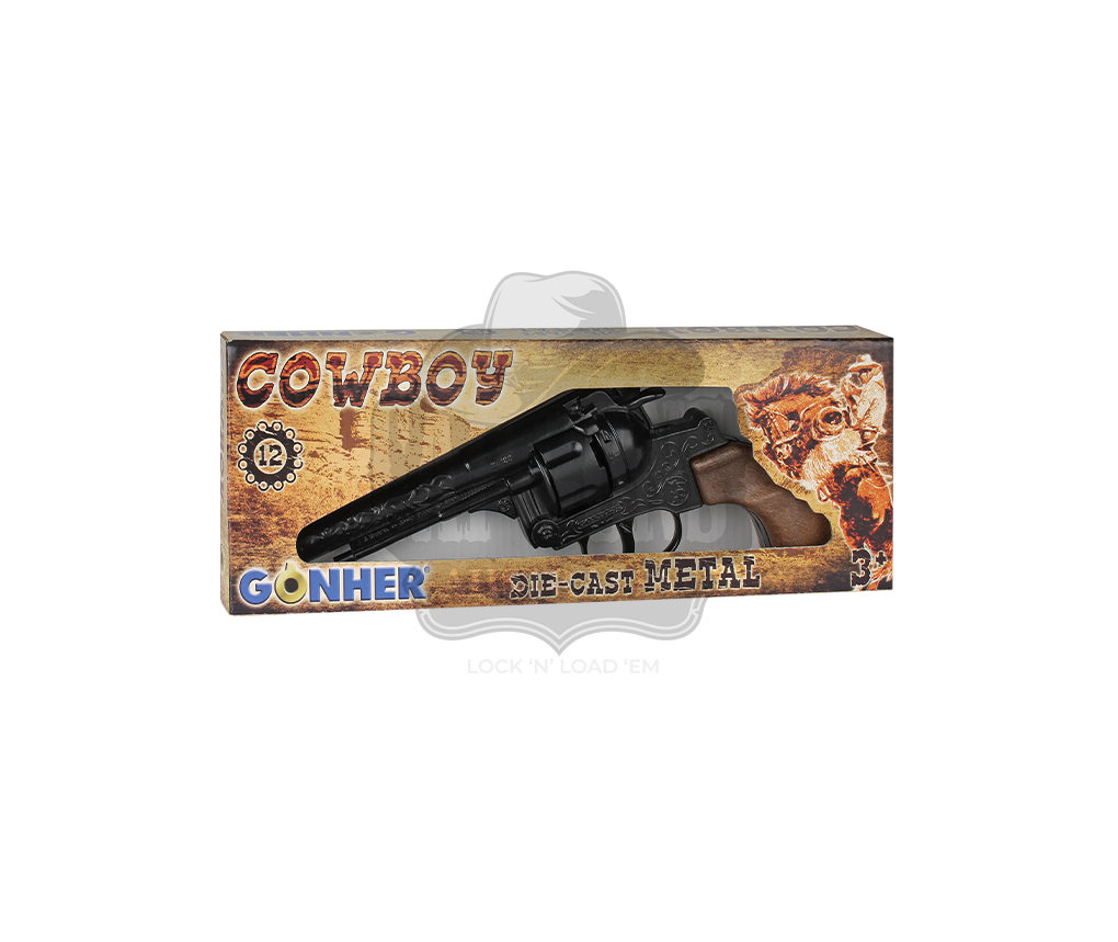 Gonher - Cowboy Revolver - Diecast Colt Navy 1851 - 12-Shots - Brown/Black with Box