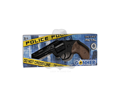 Gonher - Police Revolver - Diecast Metal - Colt Python 6" Brown/Black with Box