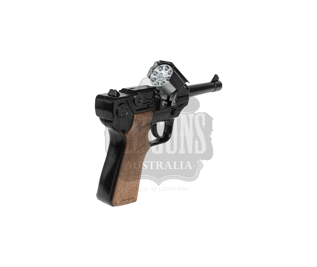 Gonher - Police Luger - Diecast Metal - 8-Shot Brown/Black with Box