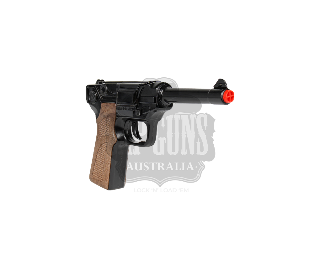 Gonher - Police Luger - Diecast Metal - 8-Shot Brown/Black with Box