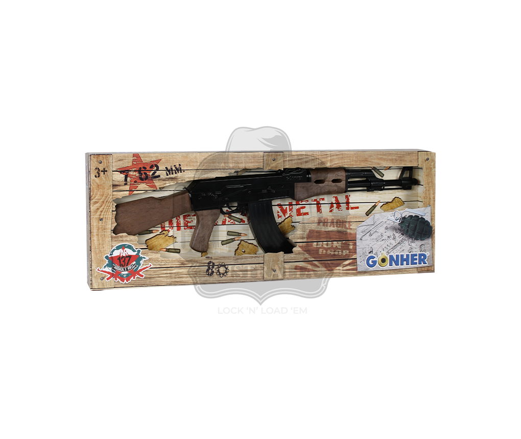 Gonher - Diecast AK-47 Rifle Blk/Brown 8 shots