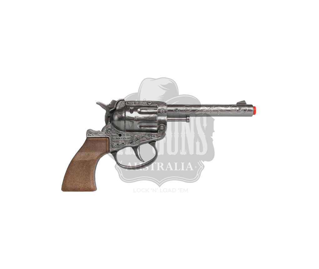 Gonher - Cowboy Revolver - Diecast Metal - 100-Shots - Brown/Nickel with Box