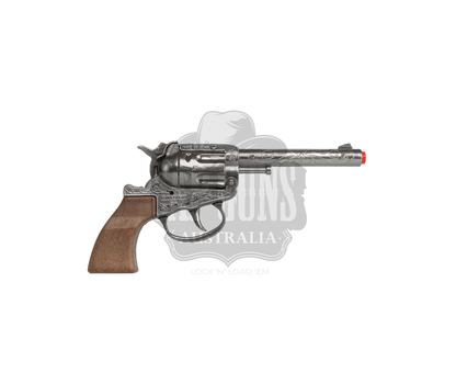 Gonher - Cowboy Revolver - Diecast Metal - 100-Shots - Brown/Nickel with Box