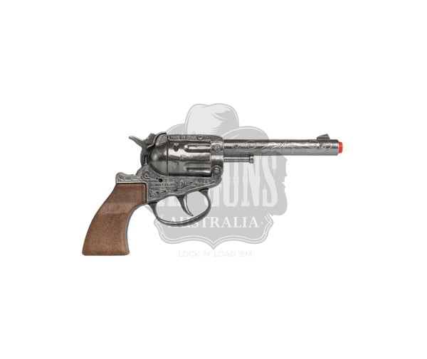 Gonher - Cowboy Revolver - Diecast Metal - 100-Shots - Brown/Nickel with Box